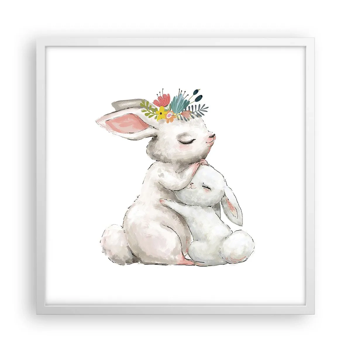 Póster en marco blanco - En ningún lugar mejor que con mamá - 50x50 cm