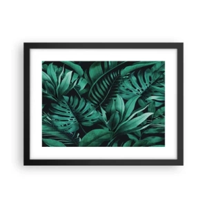 Póster en marco negro - Profundidad del verde tropical - 40x30 cm