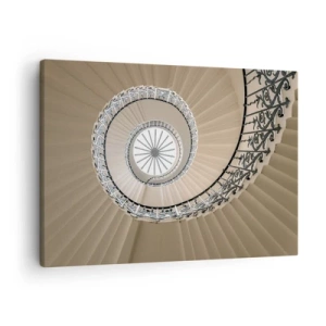 Cuadro sobre lienzo - Impresión de Imagen - Escalera de caracol con un elegante enfoque geométrico. - 70x50cm - En el interior de una concha - Decoración de pared moderna para salón y dormitorio ARTTOR