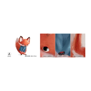 Muestra de fotomural Premium Sand - ¿Me veo bien con esto? - Para niños, Zorro, Cuento de hadas - 100x30 cm