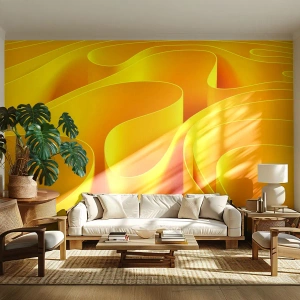Fotomural Premium Canvas - Como las olas del sol - 3D, Moderno, Líneas - 300x210 cm