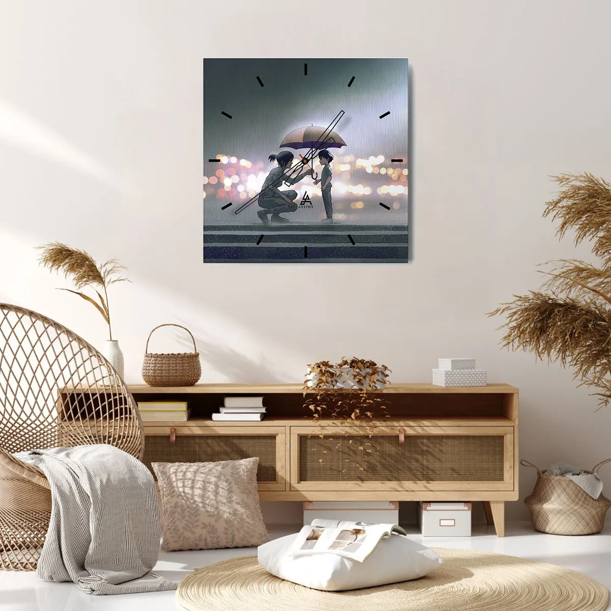 Reloj de pared - Reloj de vidrio - Y todo está bien - 40x40 cm