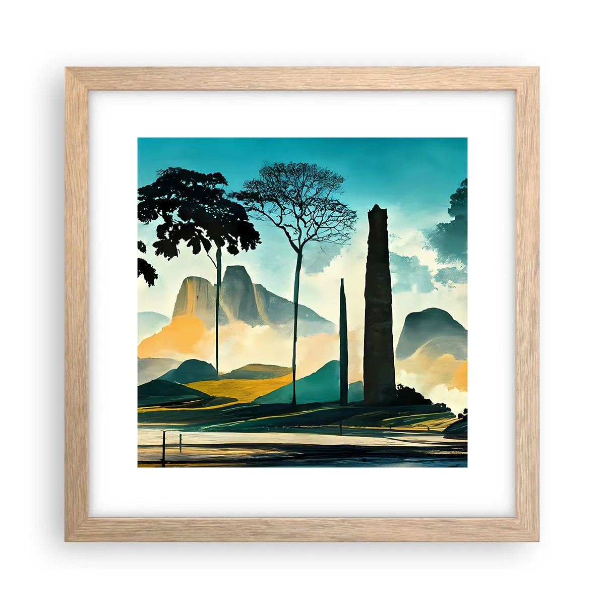 Póster en marco roble claro - Cada vez a más altitud - 30x30 cm