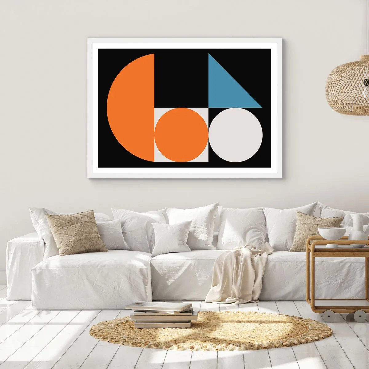 Póster en marco blanco - Diseño con figuras - 91x61 cm