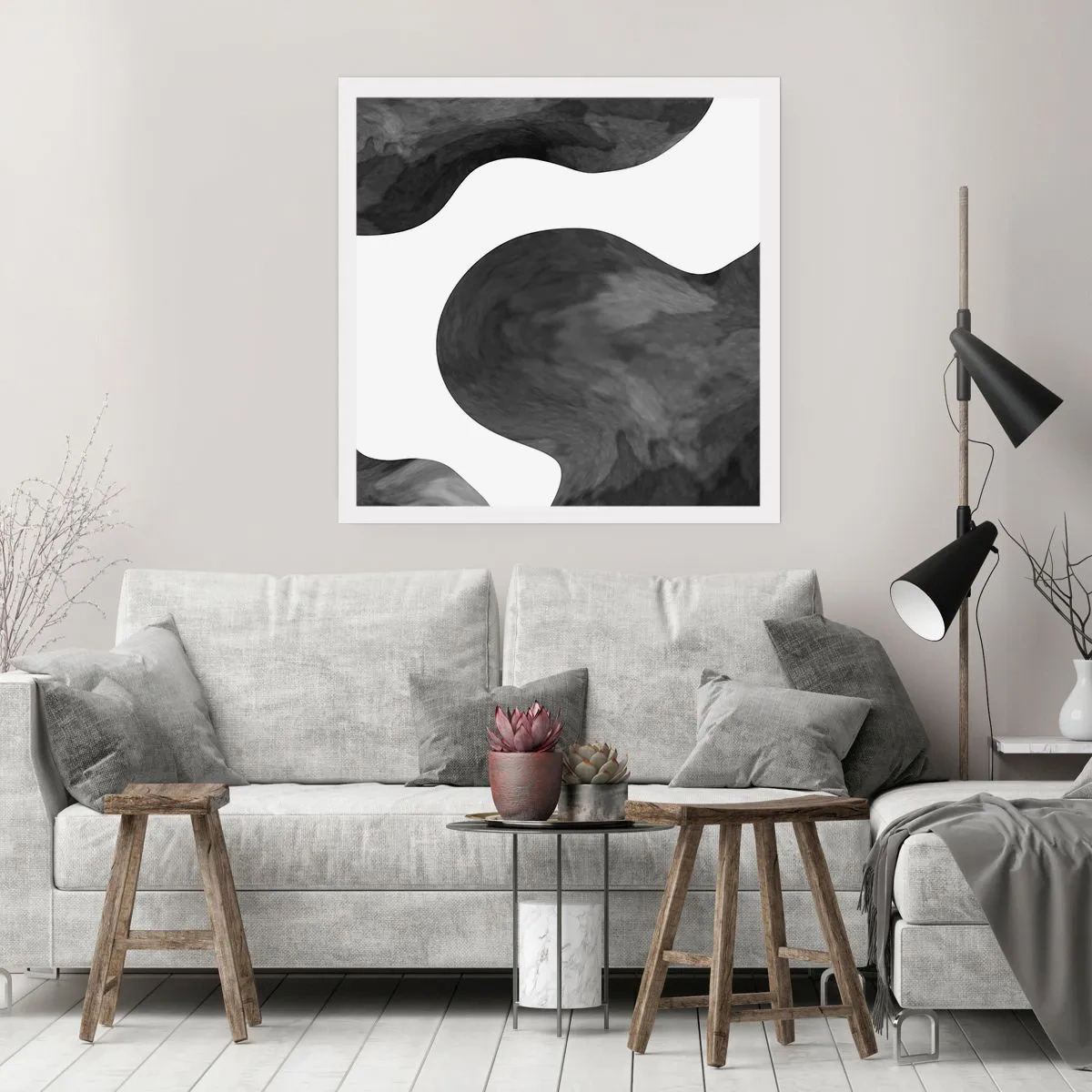 Póster - El blanco fluye sobre el negro - 30x30 cm