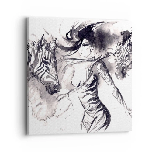 Cuadro sobre lienzo - Impresión de Imagen - Bailando con las cebras - 30x30 cm