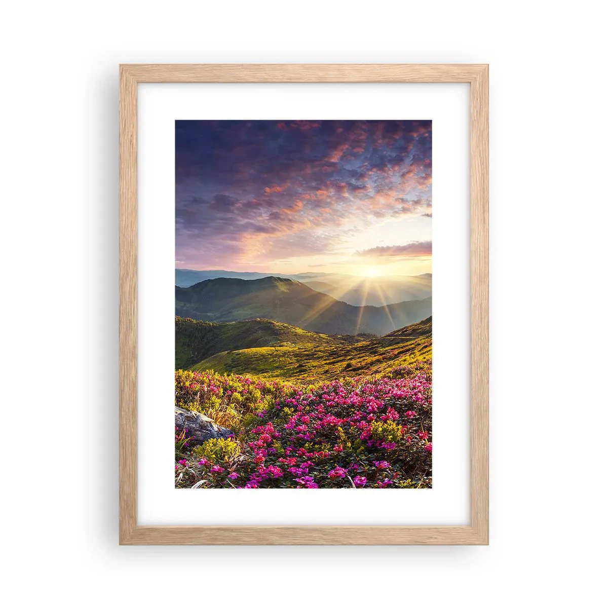 Póster en marco roble claro - La frescura de una mañana de montaña - 30x40 cm