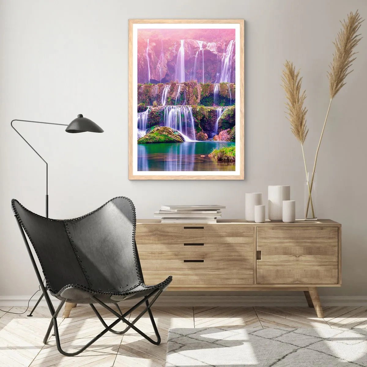 Póster en marco roble claro - Escalera al cielo - 61x91 cm