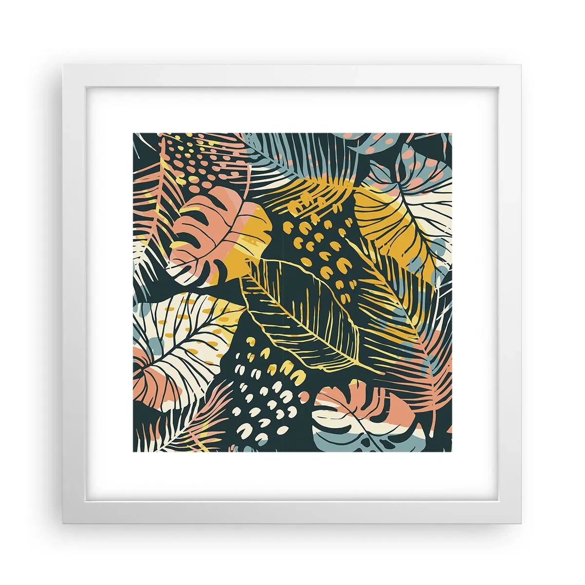 Póster en marco blanco - Una frondosa fantasía - 30x30 cm