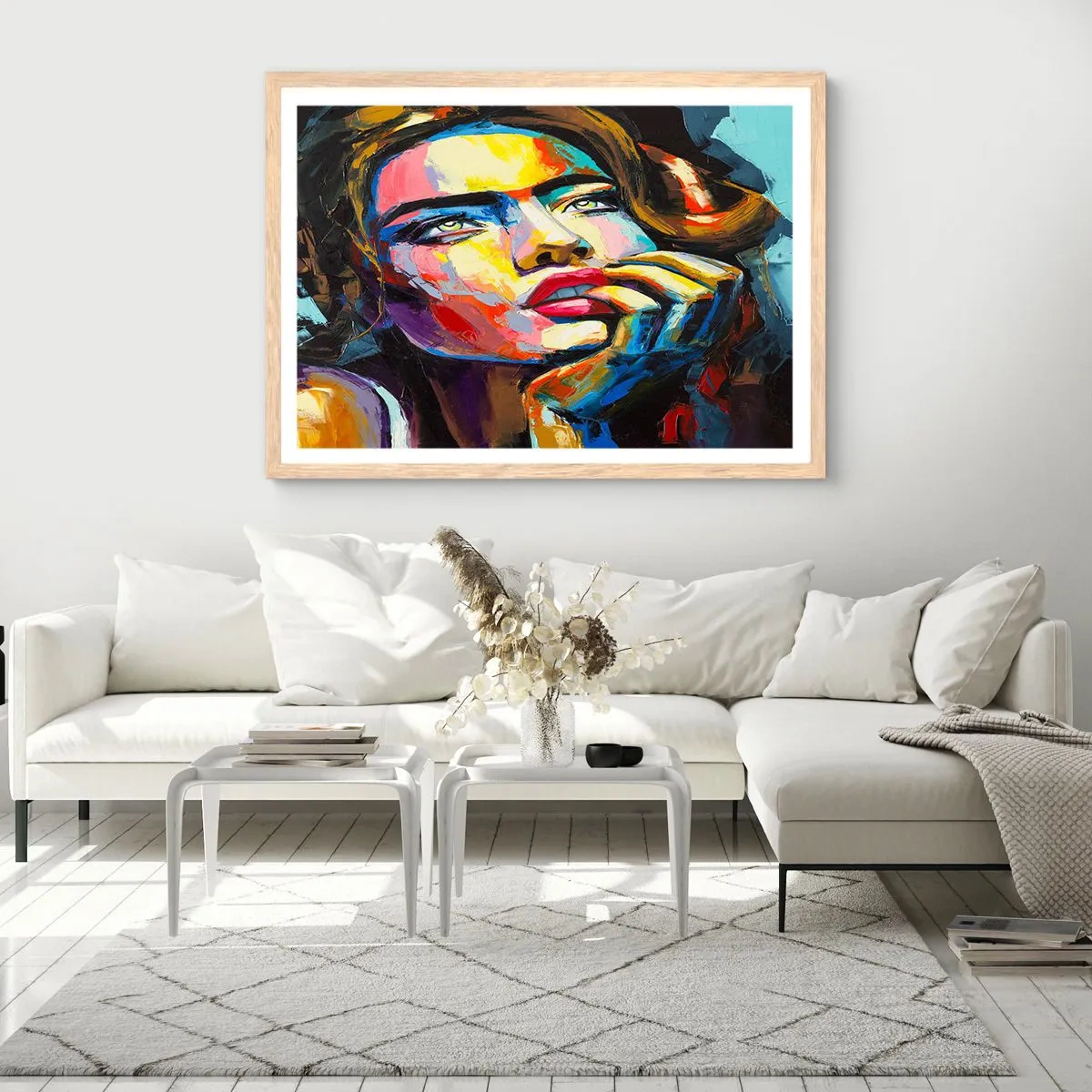 Póster en marco roble claro - Sueños - 100x70 cm