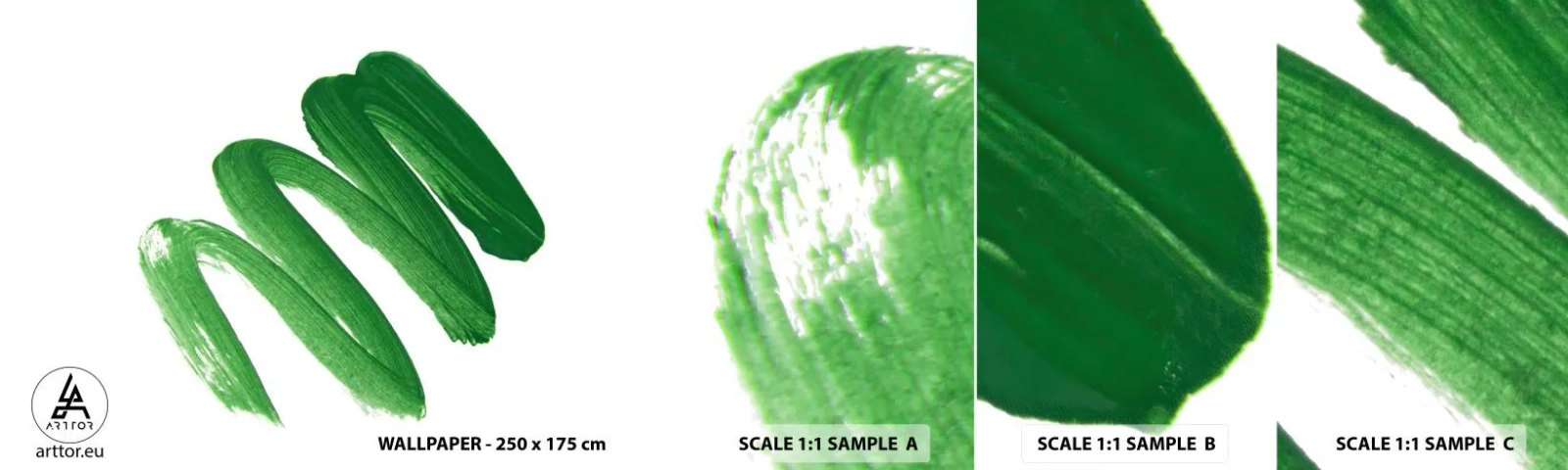 Muestra De Fotomural Standard Eco - Una broma verde - Pintar, Minimalismo, Abstracción - 100x30 cm