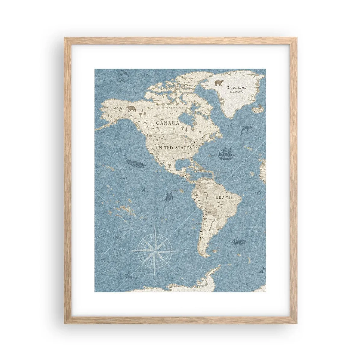 Póster en marco roble claro - Un mundo al alcance de la mano - 40x50 cm