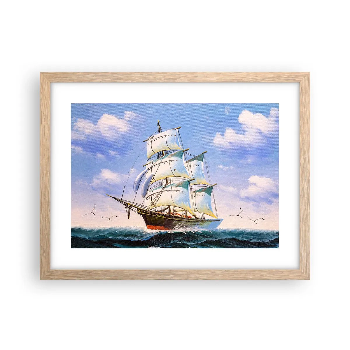 Póster en marco roble claro - Orgulloso con el viento - 40x30 cm