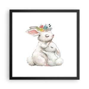 Póster en marco negro - En ningún lugar mejor que con mamá - 40x40 cm