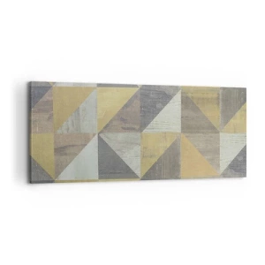 Cuadro sobre lienzo - Impresión de Imagen - Composición geométrica de triángulos en tonos tierra. - 120x50cm - El arte de los triángulos - Decoración de pared moderna para salón y dormitorio ARTTOR
