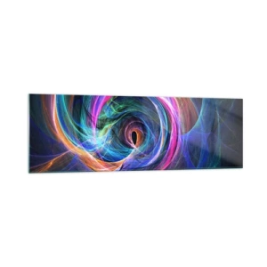 Cuadro sobre vidrio - Impresiones sobre Vidrio - Un remolino abstracto de colores en tonos violeta, rosa y azul. - 160x50cm - ¿Dónde me llevarás? - Decoración de pared moderna para salón y dormitorio ARTTOR