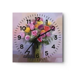 Reloj de pared - Reloj de vidrio - Belleza inmortalizada - 40x40 cm