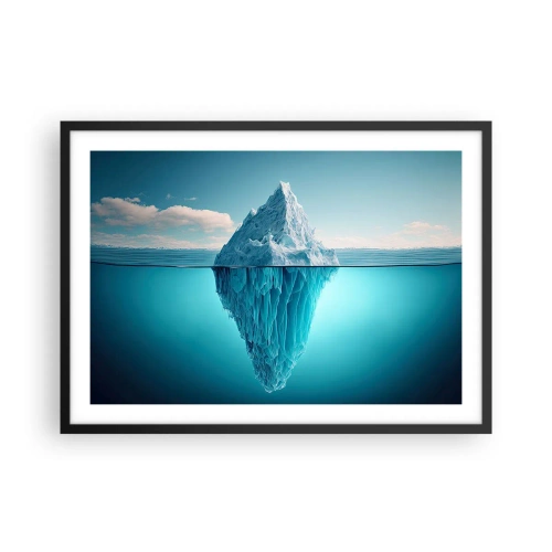 Póster en marco negro - Un iceberg visible por encima y por debajo de la superficie del agua. - 70x50cm - El trono de hielo - Decoración de pared moderna para salón y dormitorio ARTTOR