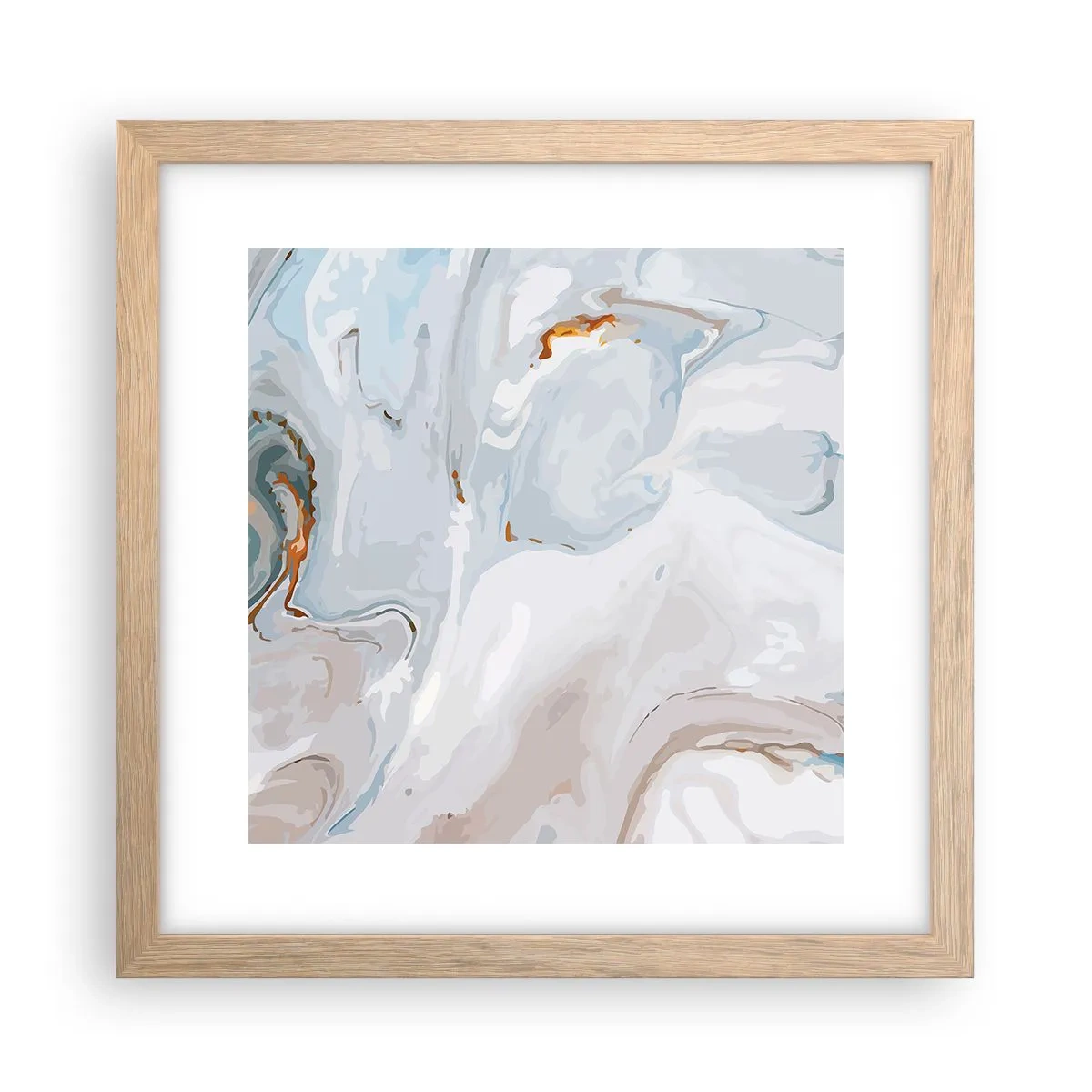 Póster en marco roble claro - Blanco fusión - 30x30 cm