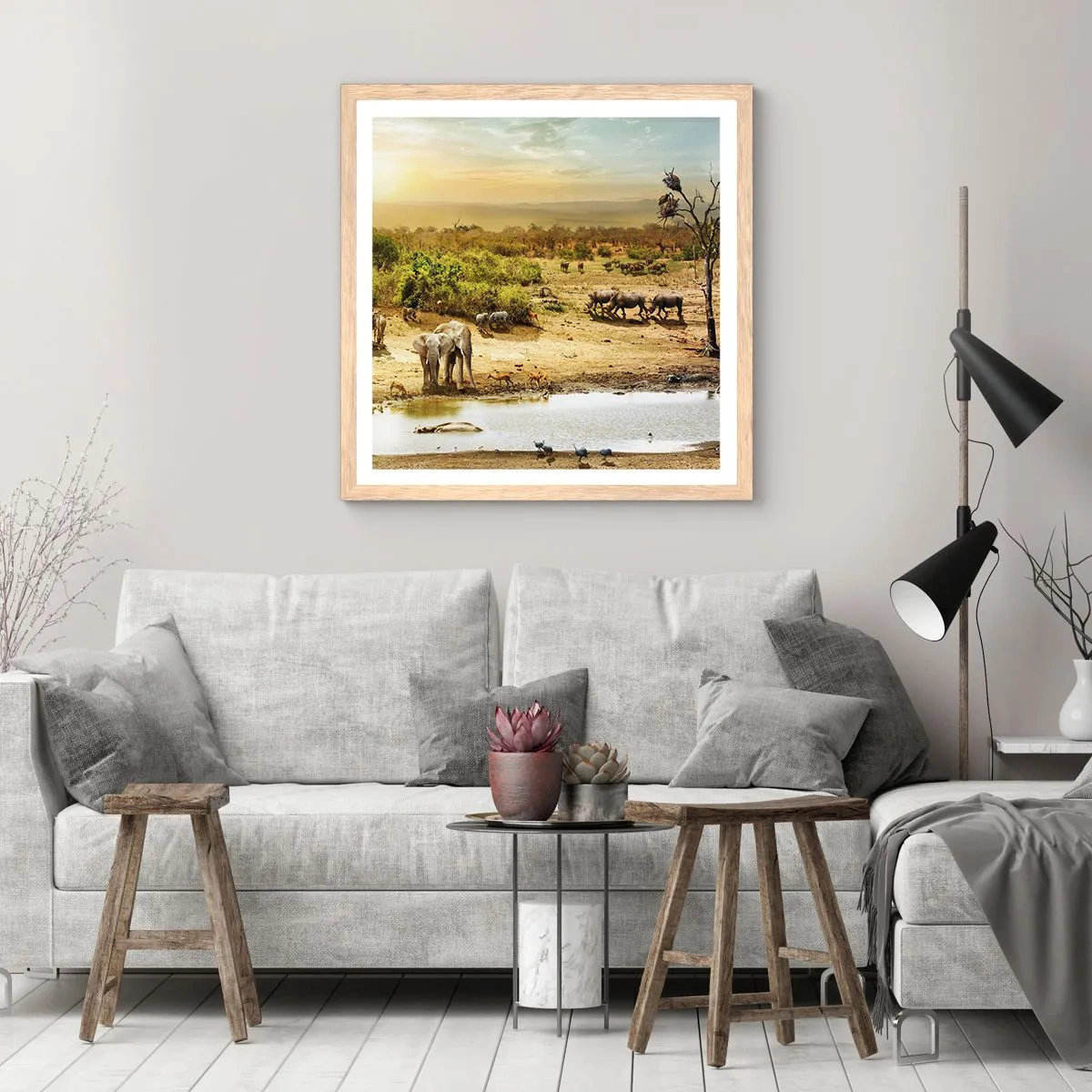 Póster en marco roble claro - Y del Edén fluyó un río... - 50x50 cm