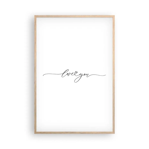 Póster en marco roble claro - Negro sobre blanco - 61x91 cm