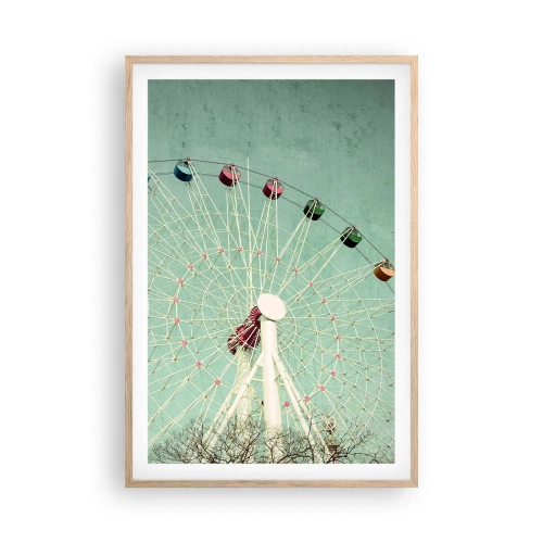 Póster en marco roble claro - Te invitamos a jugar - 61x91 cm