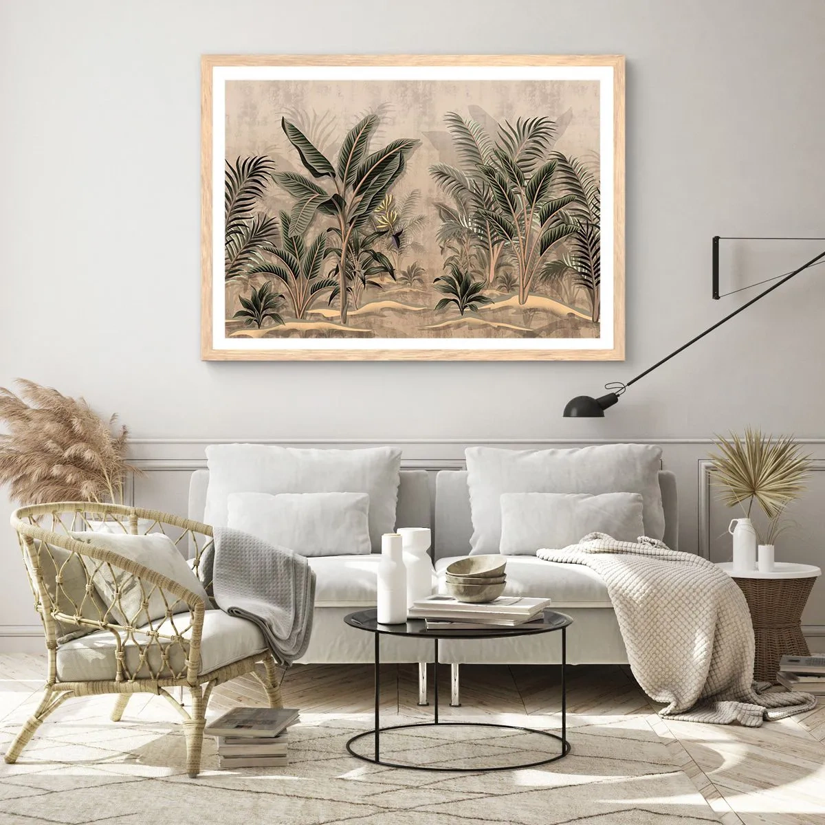 Póster en marco roble claro - Grabados de estilo colonial - 100x70 cm