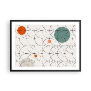 Póster en marco negro - Patrón geométrico con círculos de colores sobre un fondo claro. - 70x50cm - Con espíritu pop-art - Decoración de pared moderna para salón y dormitorio ARTTOR