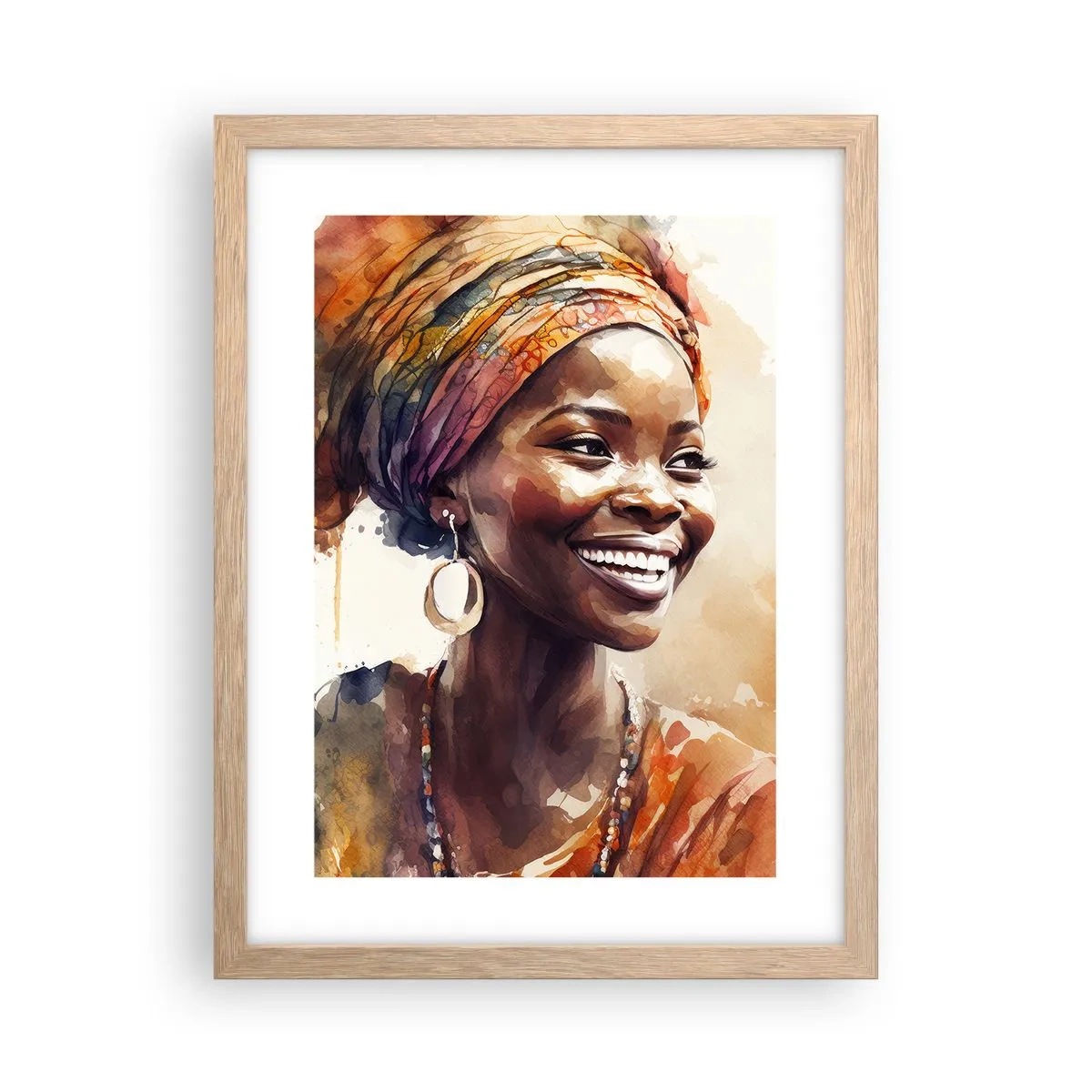 Póster en marco roble claro - Reina africana - 30x40 cm