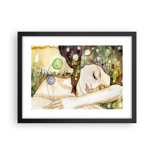 Póster en marco negro - Sueño esmeralda y violeta - 40x30 cm
