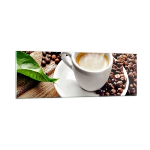 Cuadro sobre vidrio - Impresiones sobre Vidrio - Café en el banco - 90x30 cm