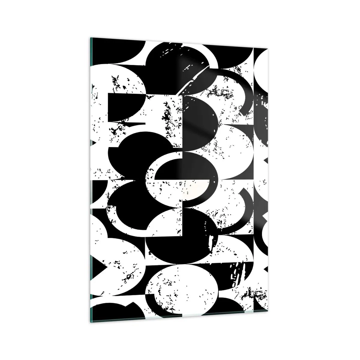 Cuadro sobre vidrio - Impresiones sobre Vidrio - Patrón geométrico en formas contrastantes en blanco y negro. - 50x70cm - El blanco es blanco y el negro es negro - Decoración de pared moderna para salón y dormitorio ARTTOR