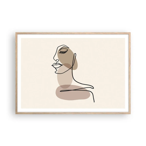 Póster en marco roble claro - Una línea de hermosura - 100x70 cm