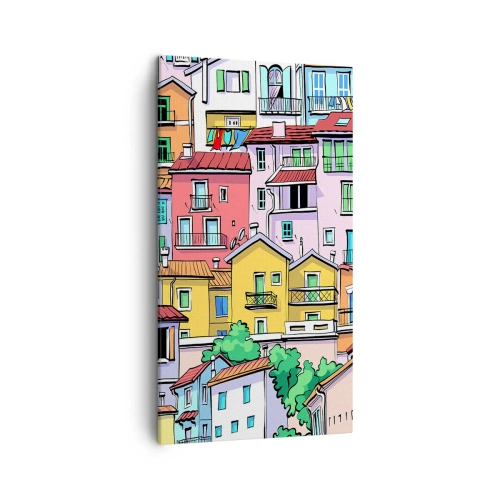 Cuadro sobre lienzo - Impresión de Imagen - Ciudad alegre - 45x80 cm