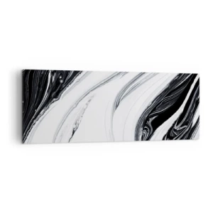 Cuadro sobre lienzo - Impresión de Imagen - Abstracción en blanco y negro con líneas dinámicas y remolinos. - 140x50cm - Combinando opuestos - Decoración de pared moderna para salón y dormitorio ARTTOR