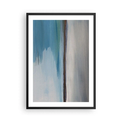 Póster en marco negro - Paisaje abstracto en tonos azules y grises. - 50x70cm - Paisaje horizontal - Decoración de pared moderna para salón y dormitorio ARTTOR