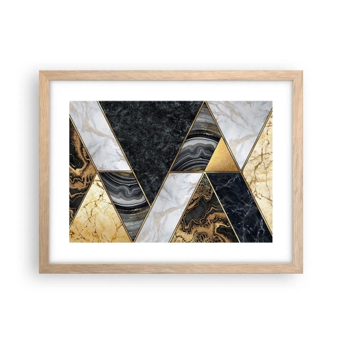 Póster en marco roble claro - Collage de piedras - 40x30 cm