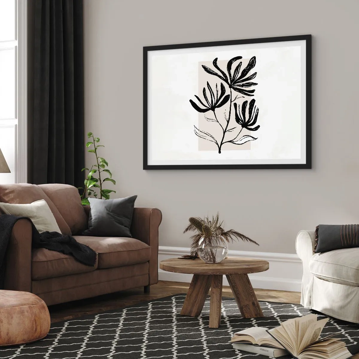 Póster en marco negro - Esbozo para un herbario - 50x40 cm