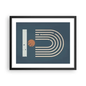 Póster en marco negro - Geometría sobre azul marino - 50x40 cm