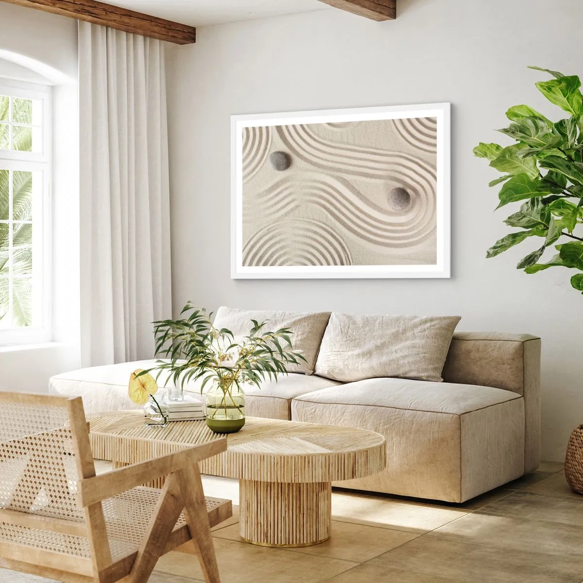 Póster en marco blanco - Un toque de calidez - 70x50 cm