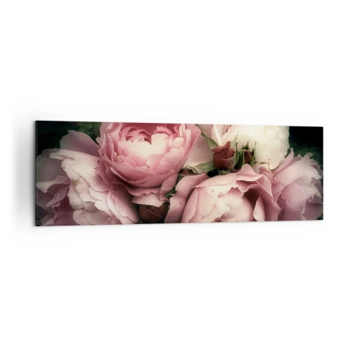 Cuadro sobre lienzo - Impresión de Imagen - Un ramo de rosas en delicados tonos rosa y blanco. - 160x50cm - El encanto de la belle époque - Decoración de pared moderna para salón y dormitorio ARTTOR