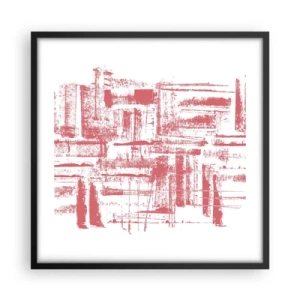 Póster en marco negro - Ciudad roja - 50x50 cm