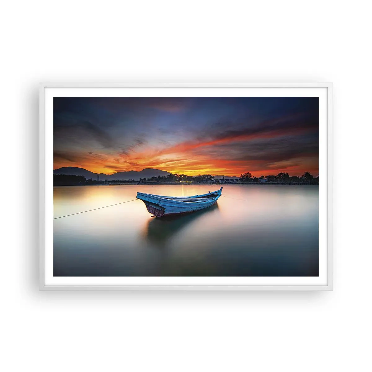 Póster en marco blanco - Se avecina una buena noche - 100x70 cm