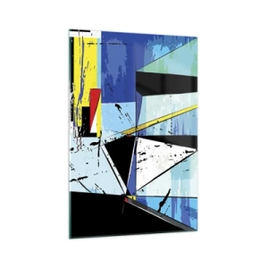 Cuadro sobre vidrio - Impresiones sobre Vidrio - Composición geométrica abstracta en colores vivos. - 70x100cm - Mirando el mundo desde un ángulo distinto - Decoración de pared moderna para salón y dormitorio ARTTOR