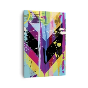 Cuadro sobre lienzo - Impresión de Imagen - Patrón abstracto con formas geométricas coloridas - 70x100cm - De arriba a abajo - Decoración de pared moderna para salón y dormitorio ARTTOR