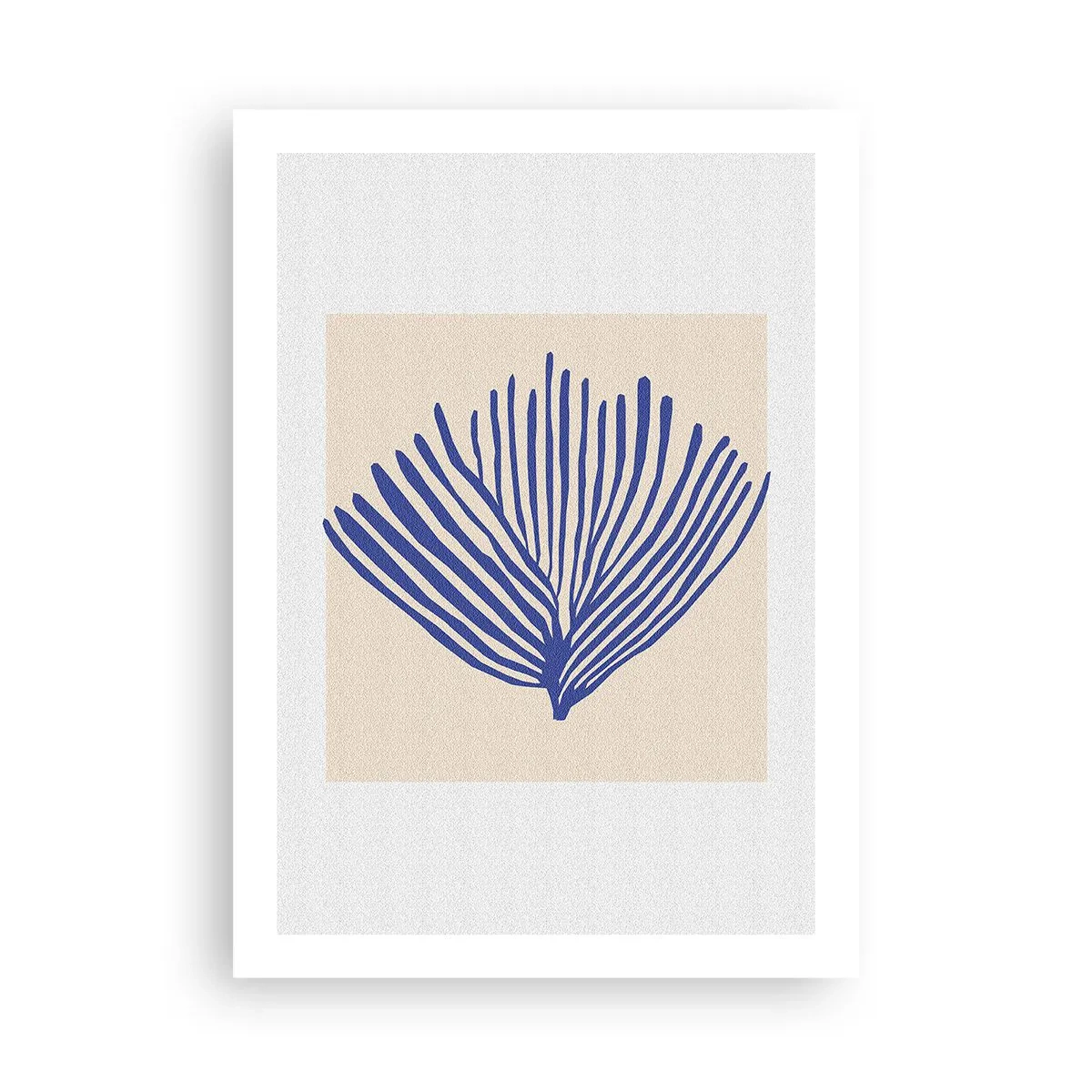 Póster - Gráfico estilizado de una planta marina en forma de abanico. - 50x70cm - Abanico azul - Decoración de pared moderna para salón y dormitorio ARTTOR