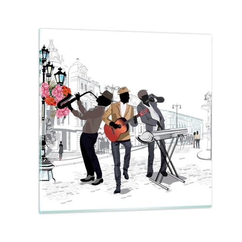 Cuadro sobre vidrio - Impresiones sobre Vidrio - Música de la calle - 50x50 cm