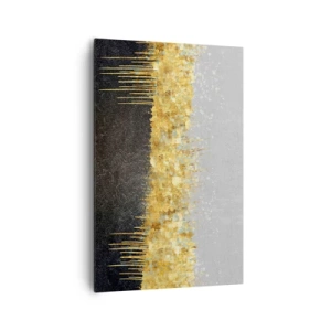 Cuadro sobre lienzo - Impresión de Imagen - Composición abstracta en tonos dorados y negros. - 80x120cm - Hacia arriba y hacia abajo - Decoración de pared moderna para salón y dormitorio ARTTOR