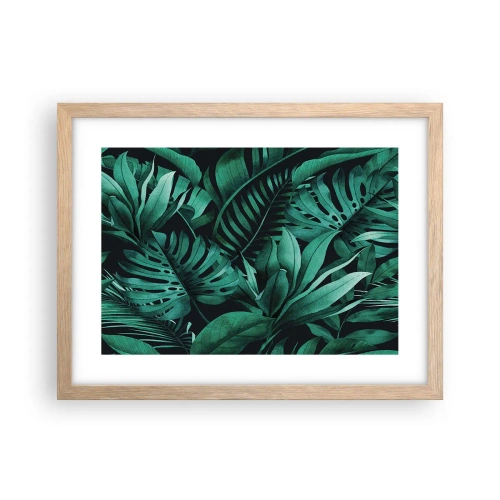 Póster en marco roble claro - Profundidad del verde tropical - 40x30 cm