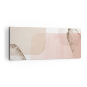 Cuadro sobre lienzo - Impresión de Imagen - Manchas pastel con elementos dorados - 120x50cm - Una mirada a través del color - Decoración de pared moderna para salón y dormitorio ARTTOR